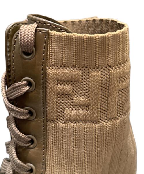 FENDI（フェンディ）FENDI (フェンディ) Leather and Fabric Combat Boots ブラウン サイズ:37の古着・服飾アイテム