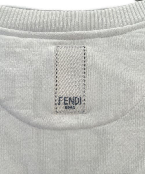 FENDI（フェンディ）FENDI (フェンディ) ワンポイントロゴスウェット ホワイト サイズ:Lの古着・服飾アイテム