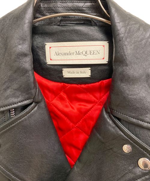 ALEXANDER McQUEEN（アレキサンダーマックイーン）ALEXANDER McQUEEN (アレキサンダーマックイーン) レザーバイカージャケット ブラック サイズ:52の古着・服飾アイテム