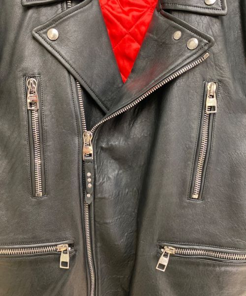ALEXANDER McQUEEN（アレキサンダーマックイーン）ALEXANDER McQUEEN (アレキサンダーマックイーン) レザーバイカージャケット ブラック サイズ:52の古着・服飾アイテム
