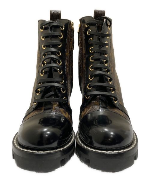 LOUIS VUITTON（ルイ ヴィトン）LOUIS VUITTON (ルイ ヴィトン) スタートレイルライン モノグラムアンクルブーツ ブラック×ブラウン サイズ:35 1/2の古着・服飾アイテム