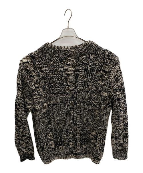 YOKE（ヨーク）YOKE (ヨーク) オーバーサイズインサイドアウトモックネックケーブル編みニット ブラック×ホワイト サイズ:size2の古着・服飾アイテム