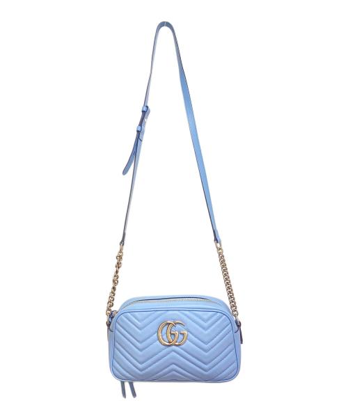 GUCCI（グッチ）GUCCI (グッチ) GG MARMONT（ジージ―マーモント )スモールショルダーバッグ スカイブルーの古着・服飾アイテム