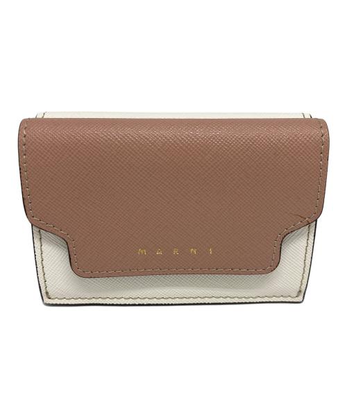 MARNI（マルニ）MARNI (マルニ) 3つ折り財布 ピンク×ホワイトの古着・服飾アイテム