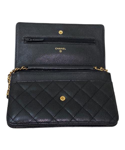 CHANEL（シャネル）CHANEL (シャネル) チェーンショルダーウォレット ブラック×ゴールドの古着・服飾アイテム