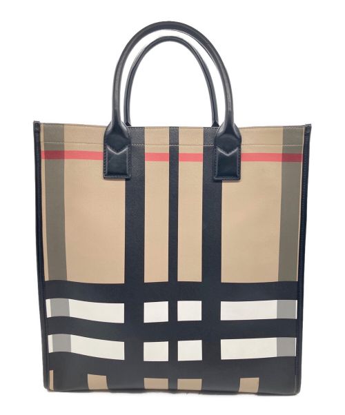 BURBERRY（バーバリー）BURBERRY (バーバリー) バーバリーチェック ラージトートバッグ ブラウンの古着・服飾アイテム