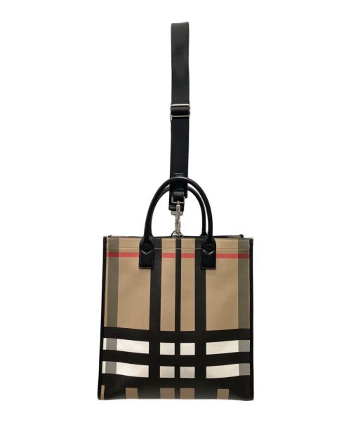 BURBERRY（バーバリー）BURBERRY (バーバリー) バーバリーチェック ラージトートバッグ ブラウンの古着・服飾アイテム