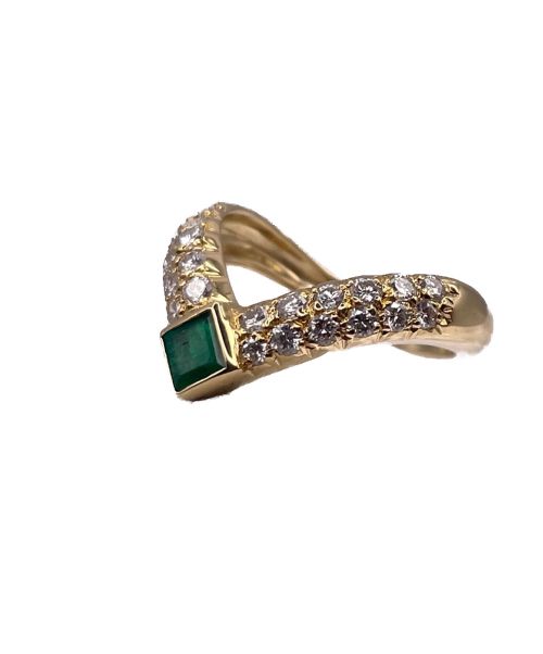 VAN CLEEF & ARPELS（ヴァンクリーフ＆アーペル）VAN CLEEF & ARPELS (ヴァンクリーフ＆アーペル) ダイヤVモチーフリング サイズ:-の古着・服飾アイテム