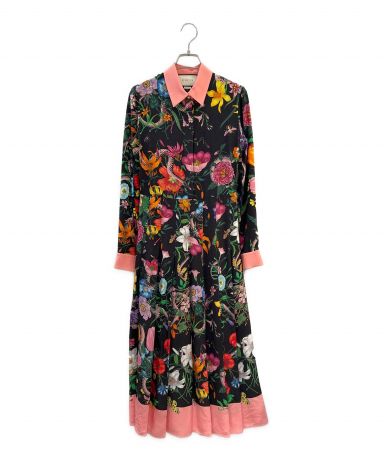 中古・古着通販】GUCCI (グッチ) Flora Snake Print Silk Dress マルチ