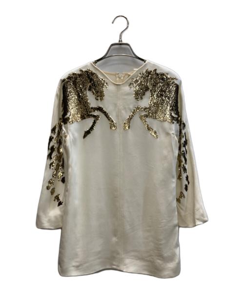 Chloe（クロエ）Chloe (クロエ) ラメロングスリーブブラウス ベージュ サイズ:34の古着・服飾アイテム