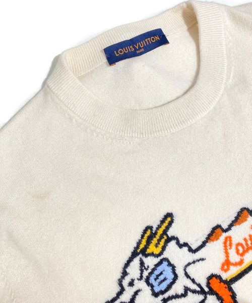 LOUIS VUITTON（ルイ ヴィトン）LOUIS VUITTON (ルイ ヴィトン) Dragon Intarsia Crew Neck Knit（ドラゴンインタルシアクルーネックニットセーター） アイボリー サイズ:XLの古着・服飾アイテム