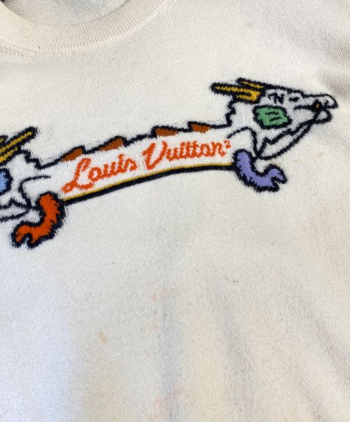 LOUIS VUITTON（ルイ ヴィトン）LOUIS VUITTON (ルイ ヴィトン) Dragon Intarsia Crew Neck Knit（ドラゴンインタルシアクルーネックニットセーター） アイボリー サイズ:XLの古着・服飾アイテム