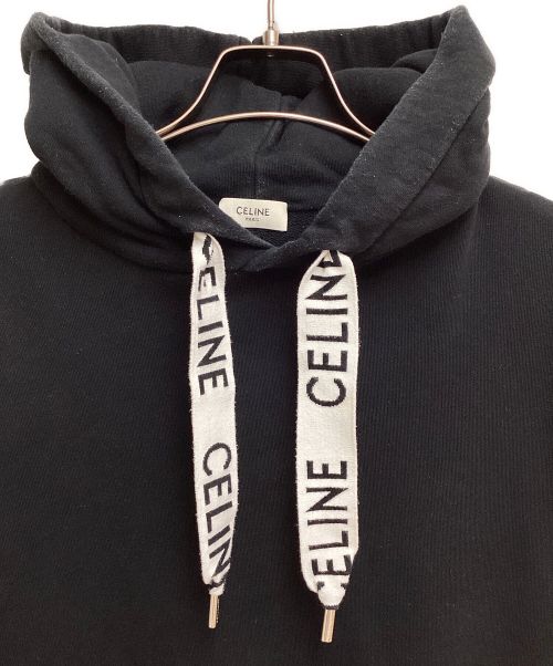 CELINE（セリーヌ）CELINE (セリーヌ) ルーズフィットコットンフリースフーディ ブラック サイズ:Lの古着・服飾アイテム