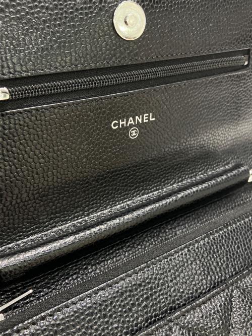 CHANEL（シャネル）CHANEL (シャネル) キャビアスキンチェーンウォレット ブラック×シルバー金具 サイズ:‐の古着・服飾アイテム