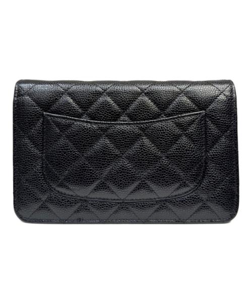 CHANEL（シャネル）CHANEL (シャネル) キャビアスキンチェーンウォレット ブラック×シルバー金具 サイズ:‐の古着・服飾アイテム
