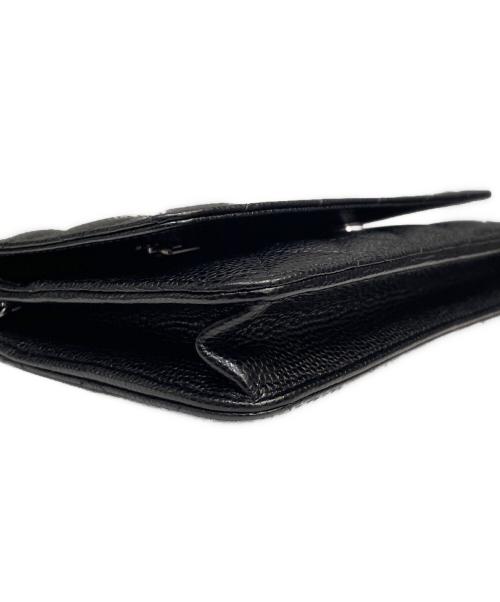 CHANEL（シャネル）CHANEL (シャネル) キャビアスキンチェーンウォレット ブラック×シルバー金具 サイズ:‐の古着・服飾アイテム