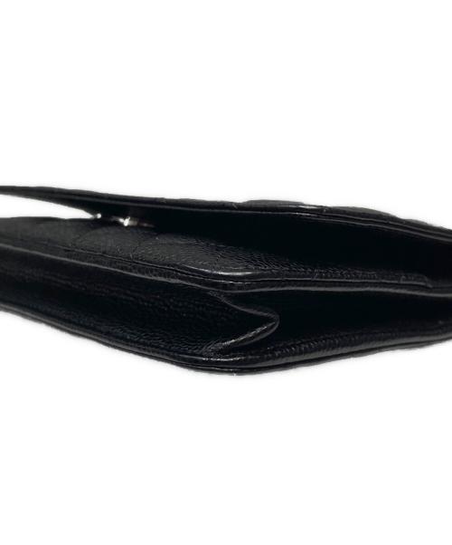 CHANEL（シャネル）CHANEL (シャネル) キャビアスキンチェーンウォレット ブラック×シルバー金具 サイズ:‐の古着・服飾アイテム