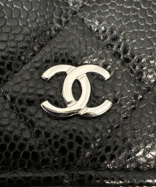 CHANEL（シャネル）CHANEL (シャネル) キャビアスキンチェーンウォレット ブラック×シルバー金具 サイズ:‐の古着・服飾アイテム