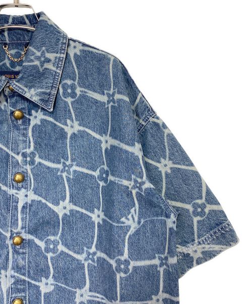 LOUIS VUITTON（ルイ ヴィトン）LOUIS VUITTON (ルイ ヴィトン) モノグラムプリントショートスリーブデニムシャツ インディゴ サイズ:XXLの古着・服飾アイテム
