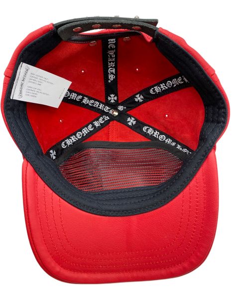 CHROME HEARTS（クロムハーツ）CHROME HEARTS (クロムハーツ) Lip&Tan Leather Baseball Cap レッド サイズ:-の古着・服飾アイテム