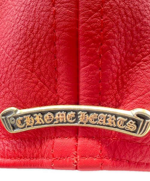 CHROME HEARTS（クロムハーツ）CHROME HEARTS (クロムハーツ) Lip&Tan Leather Baseball Cap レッド サイズ:-の古着・服飾アイテム