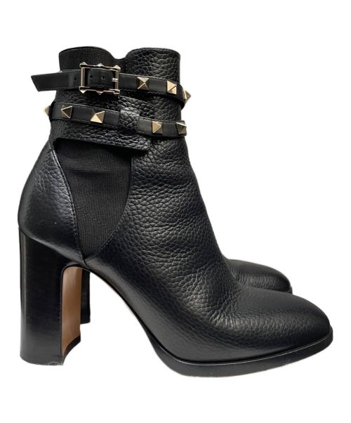 VALENTINO（ヴァレンティノ）VALENTINO (ヴァレンティノ) ロックスタッズアンクルブーツ ブラック サイズ:36の古着・服飾アイテム
