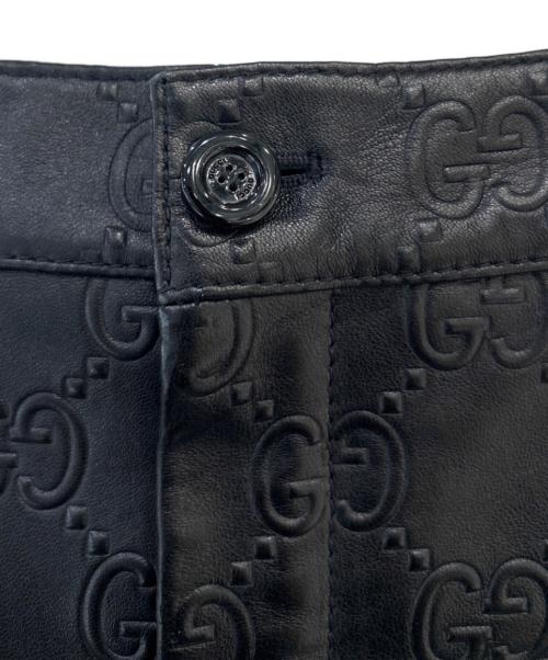 GUCCI（グッチ）GUCCI (グッチ) GGレザーショートパンツ ブラック サイズ:36の古着・服飾アイテム