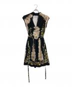 BLUGIRL BLUMARINEブルーガールブルマリン）の古着「フラワーノーススリーブワンピース」｜ブラック