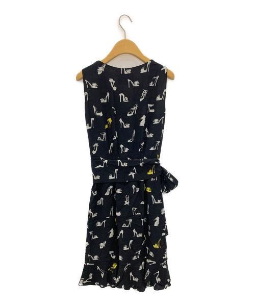 BOUTIQUE MOSCHINO（ブティック モスキーノ）BOUTIQUE MOSCHINO (ブティック モスキーノ) 総柄ウエストタイワンピース ブラック サイズ:38の古着・服飾アイテム