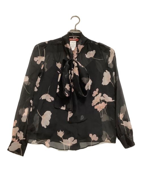 Max Mara Studio（マックスマーラ ストゥディオ）Max Mara Studio (マックスマーラ ストゥディオ) フラワータイブラウス ブラック サイズ:34の古着・服飾アイテム
