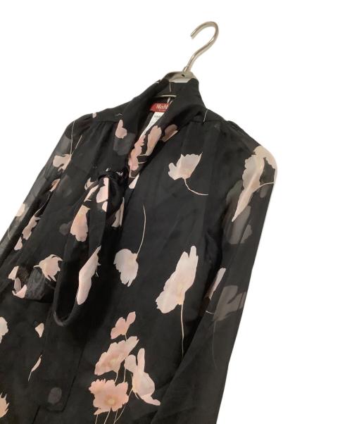 Max Mara Studio（マックスマーラ ストゥディオ）Max Mara Studio (マックスマーラ ストゥディオ) フラワータイブラウス ブラック サイズ:34の古着・服飾アイテム