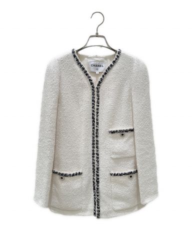 CHANEL シャネル カジュアルシャツ 34(XXS位) 黒x白(ツイード) 【古着】【中古】 CHANEL - CHANEL シャネル カジュアルシャツ 34(XXS位) 黒x白(ツイード