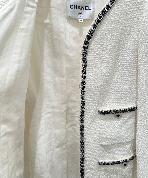 CHANEL（シャネル）CHANEL (シャネル) ツイード ジャケット ホワイト サイズ:34の古着・服飾アイテム