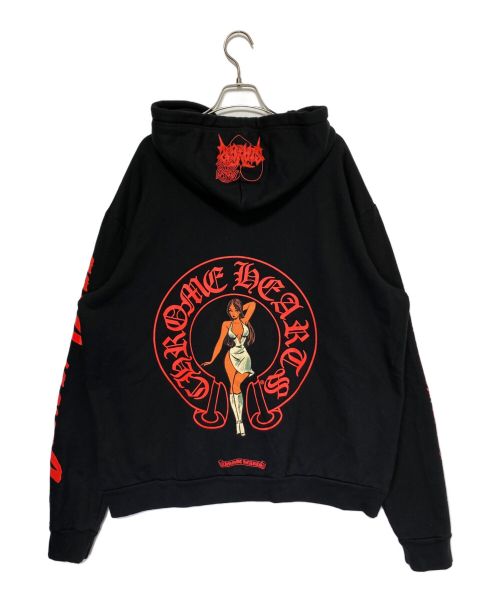 CHROME HEARTS（クロムハーツ）CHROME HEARTS (クロムハーツ) DEADLY DOLL (デッドリー ドール) HOODIE ブラック×レッド サイズ:Lの古着・服飾アイテム
