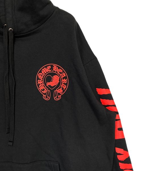 CHROME HEARTS（クロムハーツ）CHROME HEARTS (クロムハーツ) DEADLY DOLL (デッドリー ドール) HOODIE ブラック×レッド サイズ:Lの古着・服飾アイテム