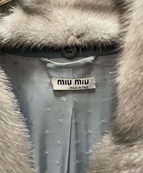 MIU MIU（ミュウミュウ）MIU MIU (ミュウミュウ) 切り替えファーコート スカイブルー サイズ:36の古着・服飾アイテム