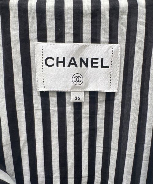 CHANEL（シャネル）CHANEL (シャネル) ストライプ ココジャケット ホワイト×ブラック サイズ:36の古着・服飾アイテム