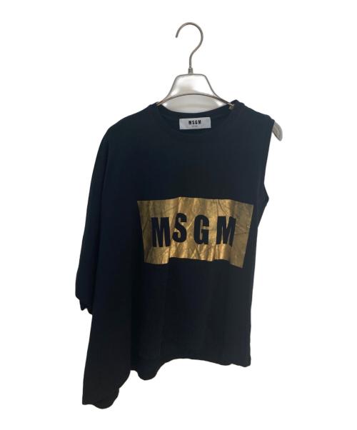 MSGM（エムエスジーエム）MSGM (エムエスジーエム) アシンメトリーカットソー ブラック サイズ:Sの古着・服飾アイテム
