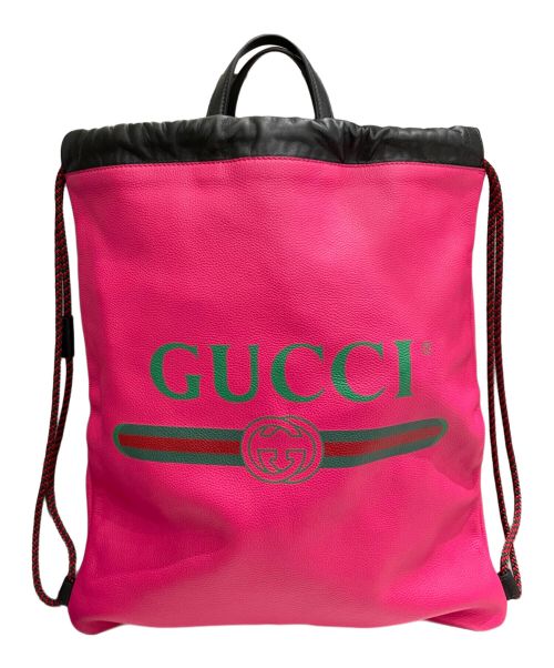 GUCCI（グッチ）GUCCI (グッチ) ドローストリング ナップサック ショッキングピンク サイズ:‐の古着・服飾アイテム
