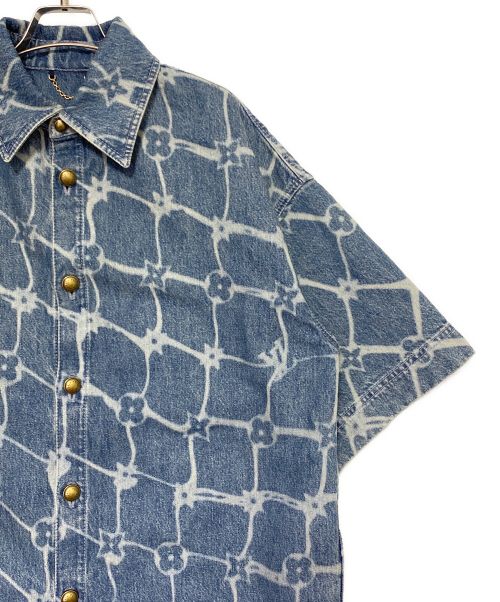 LOUIS VUITTON（ルイ ヴィトン）LOUIS VUITTON (ルイ ヴィトン) モノグラムプリントショートスリーブデニムシャツ ブルー サイズ:XLの古着・服飾アイテム