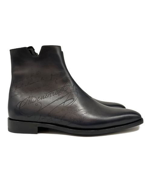 Berluti（ベルルッティ）Berluti (ベルルッティ) カリグラフィ デムジュール サイドジップブーツ ネイビー サイズ:8の古着・服飾アイテム