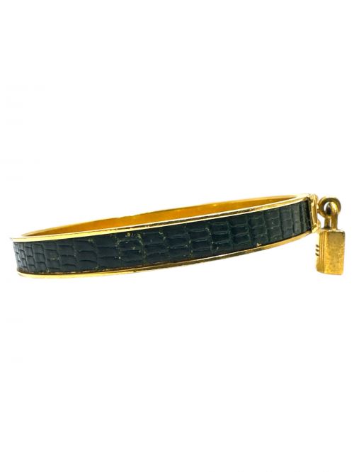 HERMES（エルメス）HERMES (エルメス) ケリー ブレスレット バングル ゴールド×グリーン サイズ:19cmの古着・服飾アイテム