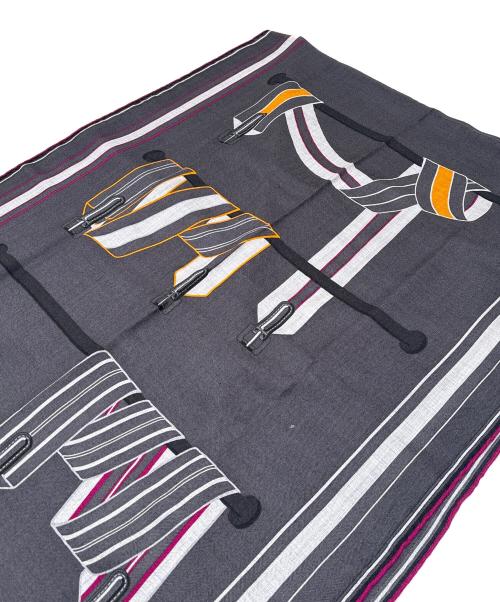 HERMES（エルメス）HERMES (エルメス) レクタングル 《サングル・アン・フィネス》 グレー×パープルの古着・服飾アイテム