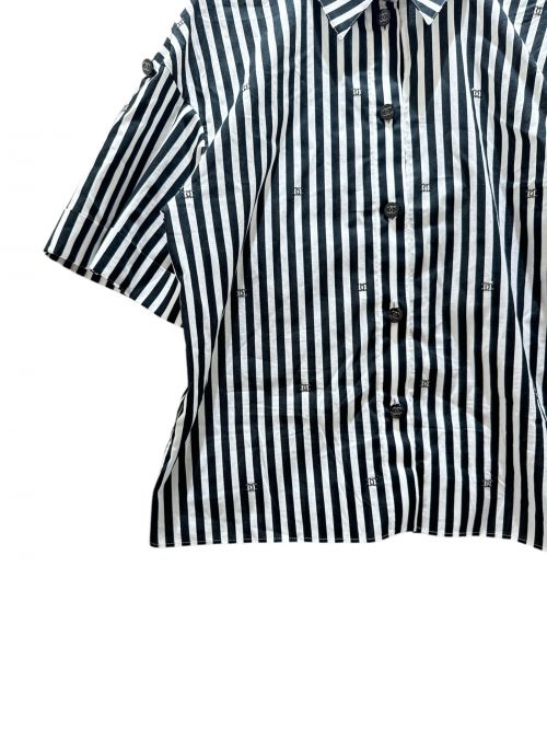 CHANEL（シャネル）CHANEL (シャネル) ココマーク ストレッチ ポプリン ブラウス ブラック×ホワイト サイズ:36の古着・服飾アイテム