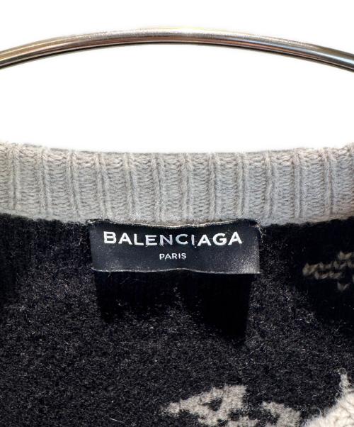 BALENCIAGA（バレンシアガ）BALENCIAGA (バレンシアガ) ジャガードロゴクルーネックニット グレー サイズ:Mの古着・服飾アイテム