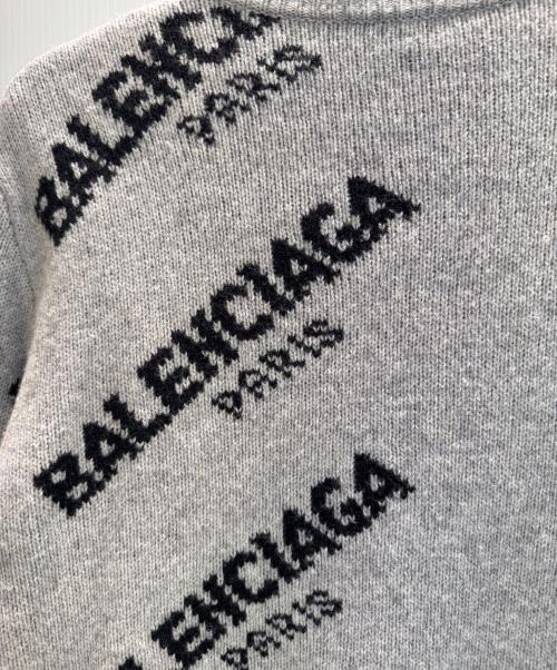 BALENCIAGA（バレンシアガ）BALENCIAGA (バレンシアガ) ジャガードロゴクルーネックニット グレー サイズ:Mの古着・服飾アイテム