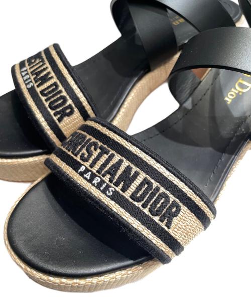 Christian Dior（クリスチャン ディオール）Christian Dior (クリスチャン ディオール) Dway ヒールサンダル ブラック×ベージュ サイズ:35 1/2の古着・服飾アイテム
