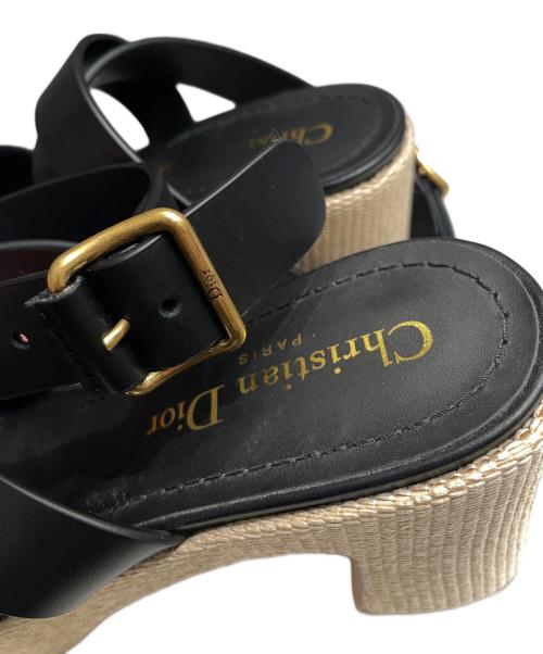 Christian Dior（クリスチャン ディオール）Christian Dior (クリスチャン ディオール) Dway ヒールサンダル ブラック×ベージュ サイズ:35 1/2の古着・服飾アイテム