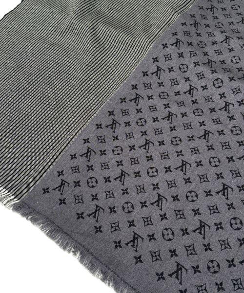 LOUIS VUITTON（ルイ ヴィトン）LOUIS VUITTON (ルイ ヴィトン) エトール・モノグラムラインズ マフラー ブラックの古着・服飾アイテム