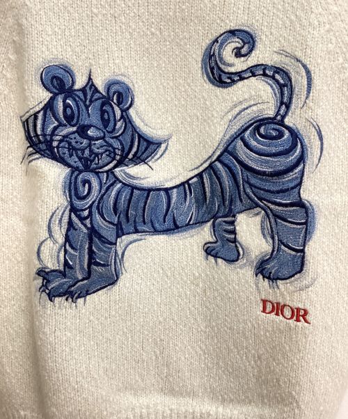 Christian Dior（クリスチャン ディオール）Christian Dior (クリスチャン ディオール) 22SS Tiger Embroidery  Sweater （タイガーエンブロイダリーセーター） アイボリー サイズ:Mの古着・服飾アイテム